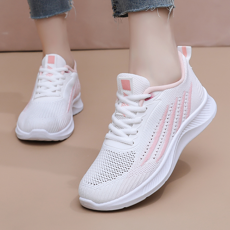 Женские осенние кроссовки из с – обзор и цена Knit Fabric Lace Up Sneakers
